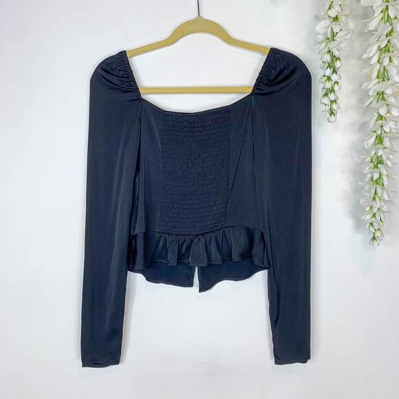 NWT GOOD AMERICAN Too Tempted Satin Corset Top whimsigoth black 2k - Picture 2 of 9